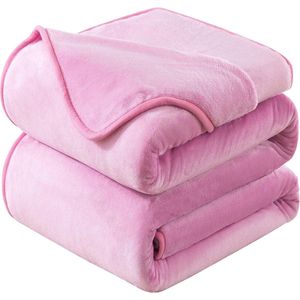 Plaid Dikke Fleece Deken 220x240 cm Roze Zacht en Warm Dubbele Beddeken en Flanellen Sofa Throw Dubbelzijdig Omkeerbaar