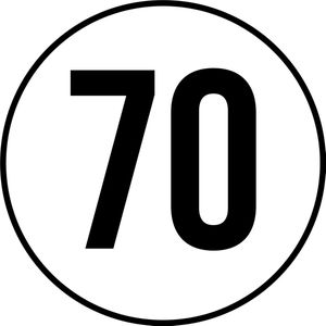 5 stickers van 20 cm | Tempo 70 KM Sticker | Weersbestendig | Vinyl