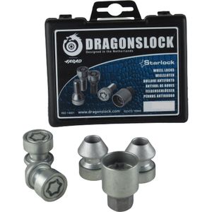 Velgenslot - Wielslot geschikt voor de Volvo S40 - Merk Dragonslock - Verzinkt - Kleur Grijs