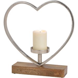 SVJ Kandelaar Kaarshouder - 8x34x35 cm - Hout - Zilver
