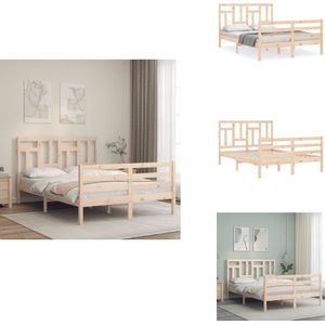 vidaXL Bedframe - Bedframes - Bed - Tweepersoonsbed - Bedframe met hoofdbord massief hout