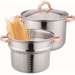 Klausberg 7739 - Kookpan met pasta inzetpan - 2 delig - 24 cm - 7.5 liter - rvs - alle warmtebronnen