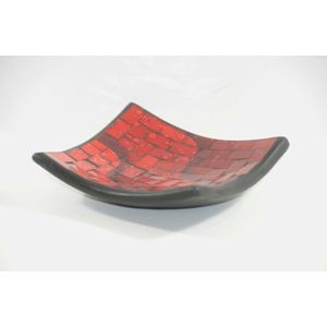 schaal - glasmozaiek en aardewerk - 15 x 15 cm - fairtrade uit Indonesië