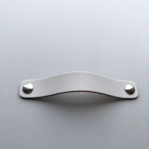 Leren handgrepen Wit - 4 stuks - 15 x 2 cm