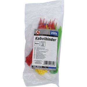 Kraftmann 80875 kabelbinder Ladder cable tie Nylon Zwart, Blauw, Groen, Rood, Geel 200 stuk(s)