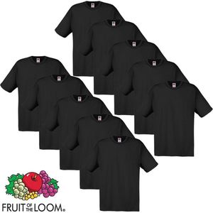 Fruit of the Loom T-shirt maat S 100% katoen 10 stuks (zwart)