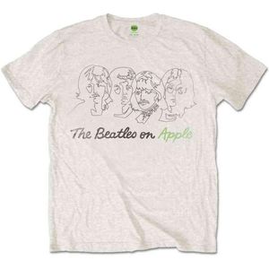The Beatles - Outline Faces on Apple Heren T-shirt - XL - Creme