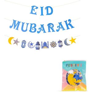 Festivz Ramadan decoratie - Eid Mubarak Slinger - Ramadan Feestdecoratie - Ramadan Decoratie - Blauw