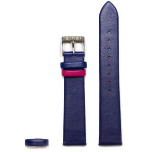 Zinzi Retro leren horlogeband blauw zilvergekleurde stalen sluiting 18mm RETBAND7