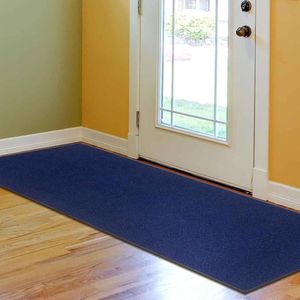 Machinewasbaar, modern solide ontwerp, antislip rubberback 3 x 10 traditioneel tapijt voor gang, keuken, slaapkamer, woonkamer, 2 x 9 x 10 cm, marineblauw