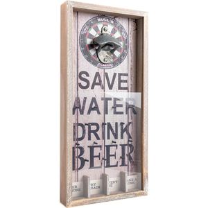 Drinkspel | Wandbord | tekst ""save water drink beer"" | H 39.5 cm x B 18,5 cm