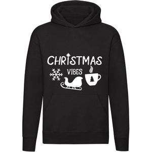Christmas Vibes | Hoodie | Trui | Sweater | kerst | holiday | vibes | Unisex | Capuchon | Zwart