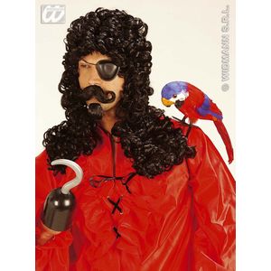 Widmann - Kapitein Haak Kostuum - Pruik, Kapitein Haak - Zwart - Carnavalskleding - Verkleedkleding