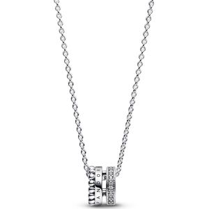 Pandora ketting - Pandora Signature Logo Pavé & Kralenhanger & Ketting - 392311c01-45cm