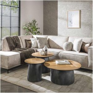 Salontafel set/3 infinite - Gerecycled teakhout fineer
