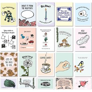 Liefs Jansje | Wenskaarten set | Wenskaarten mix | Set kaarten | 20 stuks + envelop & sluitsticker