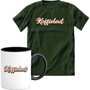 T-Shirtknaller T-Shirt met Koffiemok | Koffieleut - Koffie Kleding | Heren / Dames Shirt met Mok Cadeau | Kleur groen | Maat M