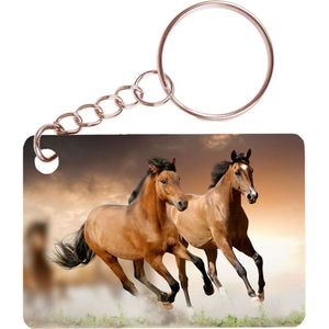 Sleutelhanger 6x4cm - Bruine paarden