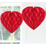 Hangdecoratie hart rood 30 cm