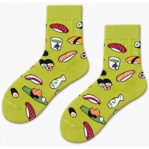 Sushi sokken | Unisex Maat 36-41 | Groen met print | Dames, heren, -of kindersok