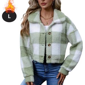 Bovista Winterjas - Dames Winterjas - Winter - Volwassen - Stijlvol - Teddy Jas Dames - Lichtgroen - L