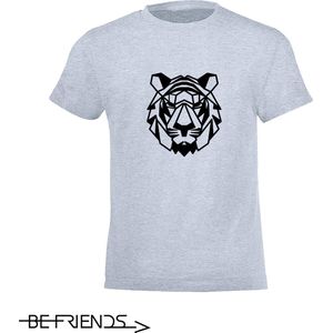 Be Friends T-Shirt - Tijger - Kinderen - Licht blauw - Maat 4 jaar
