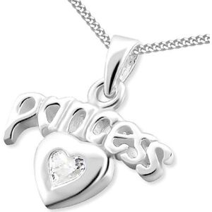 Princess Ketting Princess - 925 Zilver+Coating - Hart - 15x10mm - 38cm