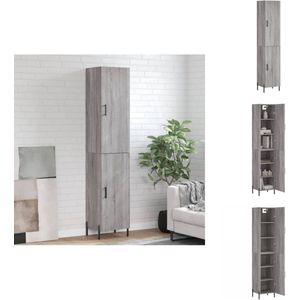 vidaXL Hoge Kast - Hoge Kasten - Dressoir - Buffetkast - Hoge kast 34,5x34x180 cm bewerkt hout grijs sonoma eikenkleurig