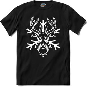 Kerst rendier sneeuwvlok - T-Shirt - Dames - Zwart - Maat XXL