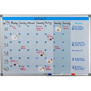 Relaxdays whiteboard planner - magneetbord - planbord - memobord - magnetisch - 60 x 90 cm - weekplanner