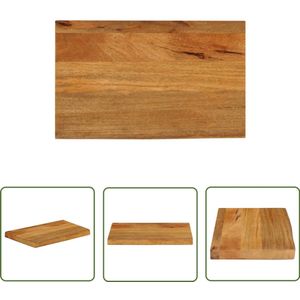 The Living Store Tafelblad met natuurlijke rand 60x20x2,5 cm massief mangohout - Tafelblad - Mangohout - Naturel - Vintage - Industrieel