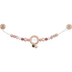 Goki Houten Wandelwagenketting Hart Roze met Clips