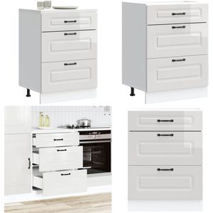 vidaXL Keuken onderkast Kalmar bewerkt hout hoogglans wit - Keuken Onderkast - Keuken Onderkasten - Spoelbak Onderkast - Gootsteen Onderkast