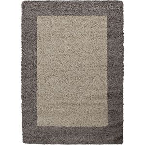 Hoogpolig Vloerkleed | Tapijt | Shaggy Life Framed | Taupe | 100x200 cm