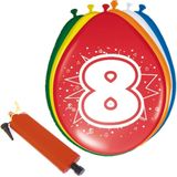 Folat - Verjaardag ballonnen pakket 8 jaar - 32x stuks met ballonpomp