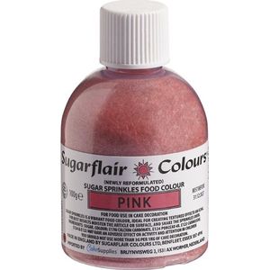 Sugarflair Sugar Sprinkles - Pink - 100g - Gekleurde Suiker - Eetbare Taartdecoratie