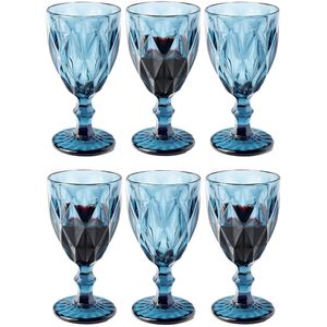 Cheffinger Gekleurde Wijnglazen – Set van 6 – 240 ml – Vintage Blauw
