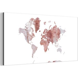 Wanddecoratie Metaal - Aluminium Schilderij Industrieel - Wereldkaart - Marmer - Koper - 40x20 cm - Dibond - Foto op aluminium - Industriële muurdecoratie - Voor de woonkamer/slaapkamer