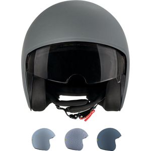 TOF BASE HELM - Geschikt voor verwisselbare TOF SKIN - Nieuw Nederlands merk - Tijdelijke introductieprijs (Scooter helm - Brommer helm - Motor helm - Jethelm - Fashionhelm - Retro helm - Goedgekeurde helm - Geïntegreerd zonnevizier)