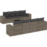 vidaXL - 9-delige - Loungeset - met - kussens - poly - rattan - grijs