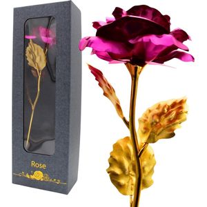 Roze Roos - Gouden Roos - Liefdes Roos - Relatie Geschenk - Trouwen, Verliefd, Huwelijk, Aanzoek - Rose Gift - Golden Rose In Giftbox - Kunstbloem - Verjaardagscadeau - Moederdag - Valentijn - Liefde - Goud - Romantisch Cadeau - Cadeau voor vrouw