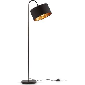 B.K.Licht - Vloerlamp - zwart gouden -  h: 145cm - excl. E27 lichtbron