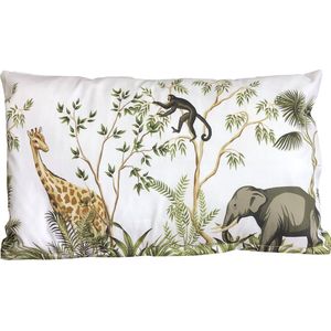 Kussen Jungle-Kinderkamerdecoratie-giraf-Olifant-Kinderkameraccessoires-kussen met binnenkussen-maat 25x50cm