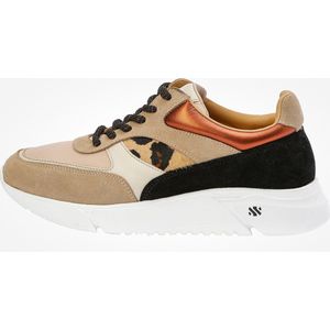 KUNOKA ARI platform sneaker fierce leopard - Sneakers Dames - maat 37 - Beige Wit Zwart Luipaardprint Oranje