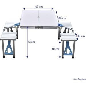 Zitgroepset voor de camping, picknick, campingtafel campingmeubel, vismeubilair, aluminium, geïntegreerde krukken