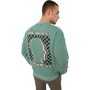 Trendyol Zwarte Oversized/Wijde Snit Bedrukte Sweatshirt Tmnaw22Sw0417