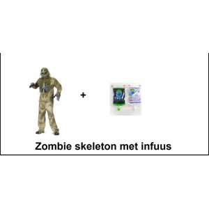 Zombie skeleton outfit aan infuus - - Halloween horror zombie scary met infuuszak walking deadthema feest