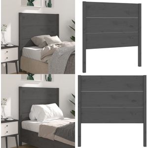 vidaXL Hoofdbord 81x4x100 cm massief grenenhout grijs - Hoofdbord - Hoofdborden - Hoofdeinde - Houten Hoofdbord