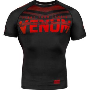 Venum SIGNATURE Rashguard S/S Zwart Rood Maat - L