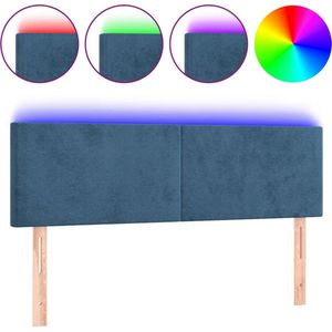 vidaXL - Hoofdbord - LED - 144x5x78/88 - cm - fluweel - donkerblauw